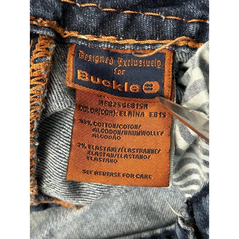 Rock Revival Elaina Bootcut‎ Jeans Size 28 Y2K Distressed Thick Stitch Flap